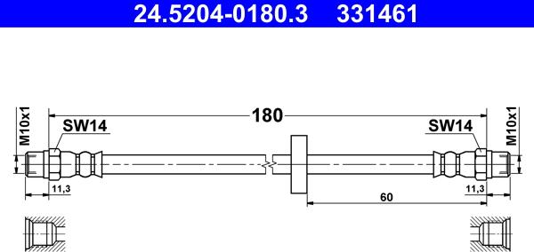 ATE 24.5204-0180.3 - Furtun frana aaoparts.ro