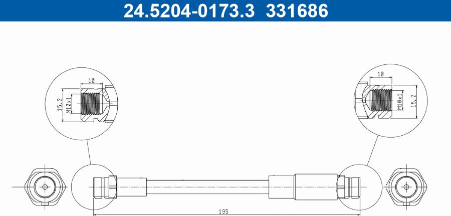 ATE 24.5204-0173.3 - Furtun frana aaoparts.ro