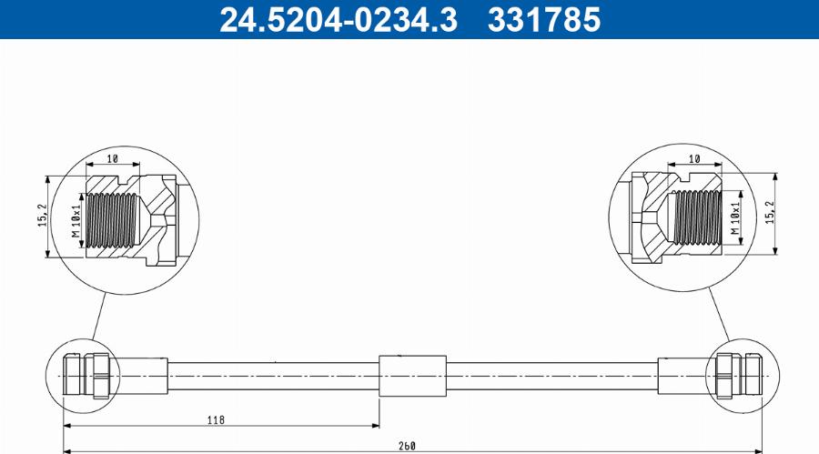 ATE 24.5204-0234.3 - Furtun frana aaoparts.ro