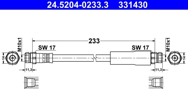 ATE 24.5204-0233.3 - Furtun frana aaoparts.ro