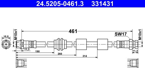 ATE 24.5205-0461.3 - Furtun frana aaoparts.ro