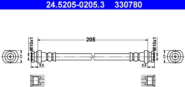 ATE 24.5205-0205.3 - Furtun frana aaoparts.ro