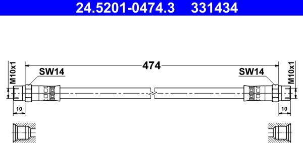 ATE 24.5201-0474.3 - Furtun frana aaoparts.ro