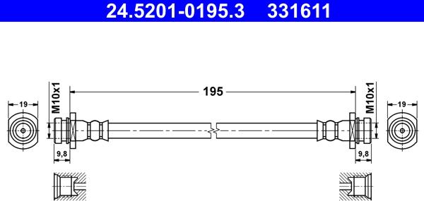 ATE 24.5201-0195.3 - Furtun frana aaoparts.ro