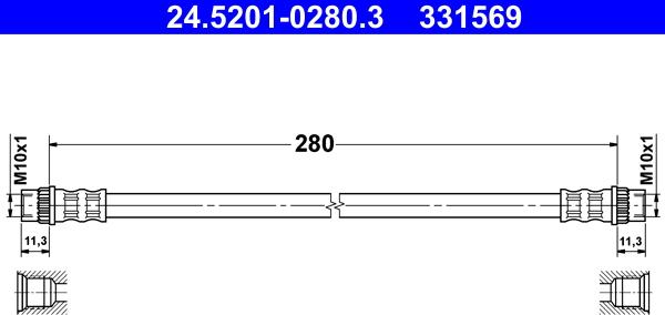 ATE 24.5201-0280.3 - Furtun frana aaoparts.ro