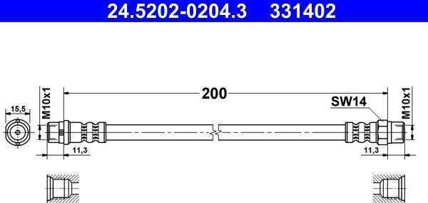 ATE 24.5202-0204.3 - Furtun frana aaoparts.ro