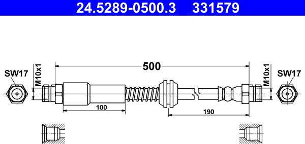 ATE 24.5289-0500.3 - Furtun frana aaoparts.ro