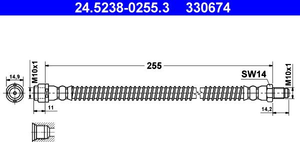 ATE 24.5238-0255.3 - Furtun frana aaoparts.ro