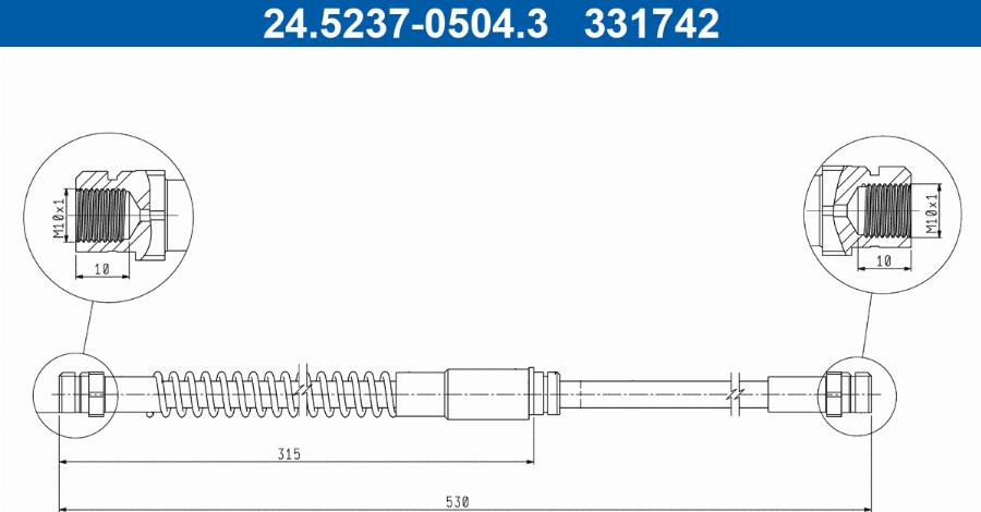 ATE 24.5237-0504.3 - Furtun frana aaoparts.ro