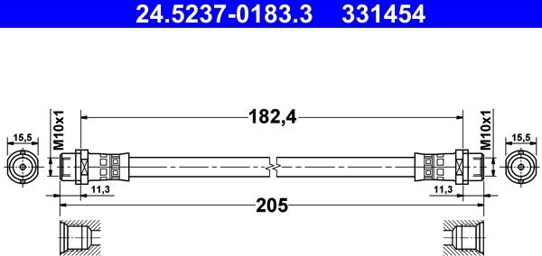 ATE 24.5237-0183.3 - Furtun frana aaoparts.ro