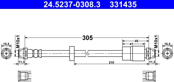 ATE 24.5237-0308.3 - Furtun frana aaoparts.ro