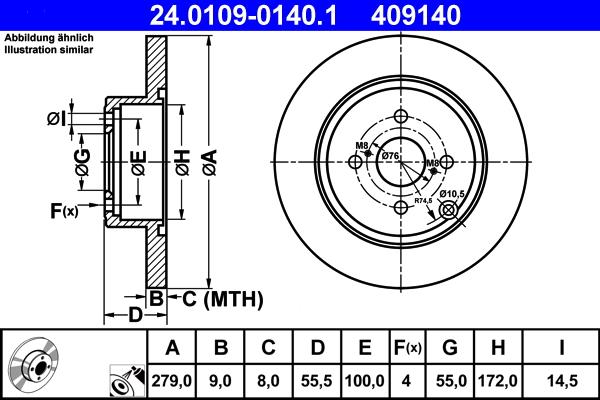 ATE 24.0109-0140.1 - Disc frana aaoparts.ro