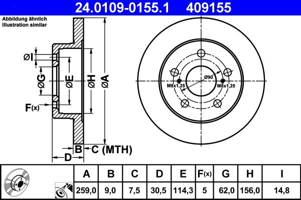 ATE 24.0109-0155.1 - Disc frana aaoparts.ro