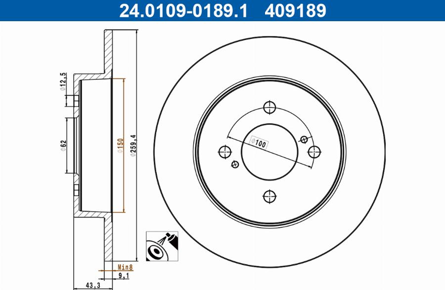 ATE 24.0109-0189.1 - Disc frana aaoparts.ro