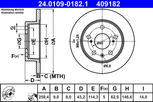 ATE 24.0109-0182.1 - Disc frana aaoparts.ro