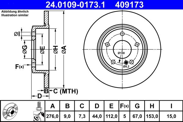 ATE 24.0109-0173.1 - Disc frana aaoparts.ro