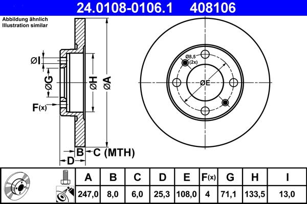 ATE 24.0108-0106.1 - Disc frana aaoparts.ro