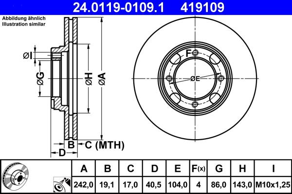 ATE 24.0119-0109.1 - Disc frana aaoparts.ro