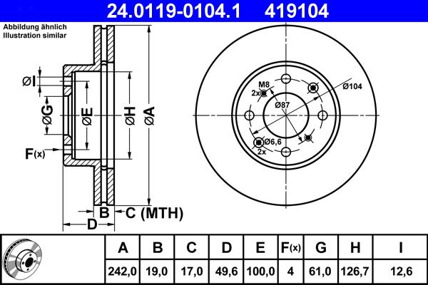 ATE 24.0119-0104.1 - Disc frana aaoparts.ro