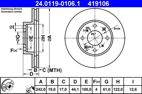 ATE 24.0119-0106.1 - Disc frana aaoparts.ro