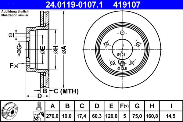 ATE 24.0119-0107.1 - Disc frana aaoparts.ro