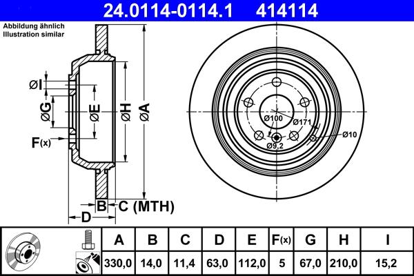 ATE 24.0114-0114.1 - Disc frana aaoparts.ro