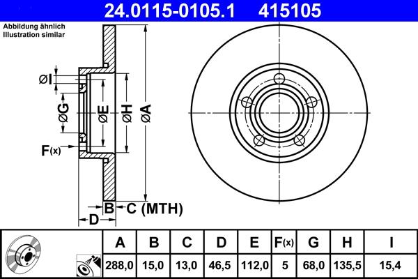 ATE 24.0115-0105.1 - Disc frana aaoparts.ro