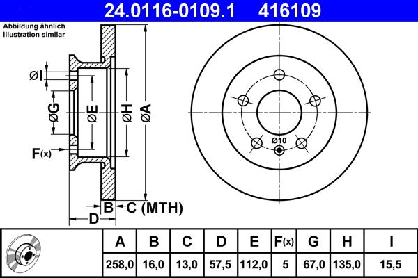 ATE 24.0116-0109.1 - Disc frana aaoparts.ro
