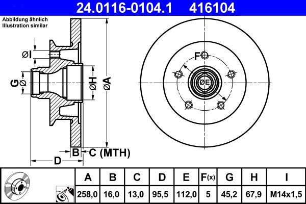 ATE 24.0116-0104.1 - Disc frana aaoparts.ro