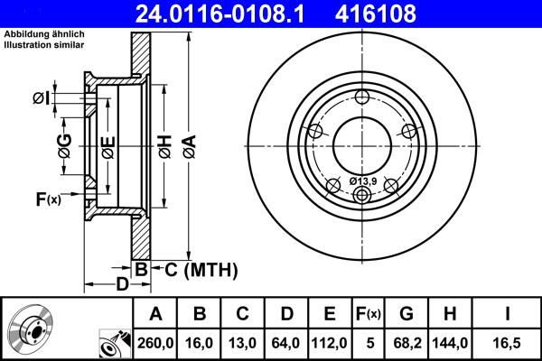 ATE 24.0116-0108.1 - Disc frana aaoparts.ro