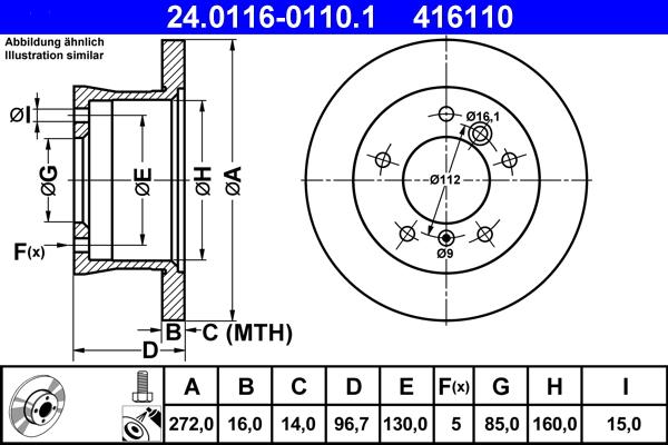 ATE 24.0116-0110.1 - Disc frana aaoparts.ro