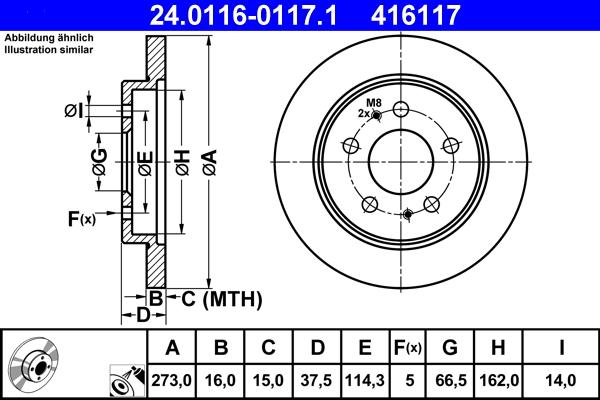 ATE 24.0116-0117.1 - Disc frana aaoparts.ro