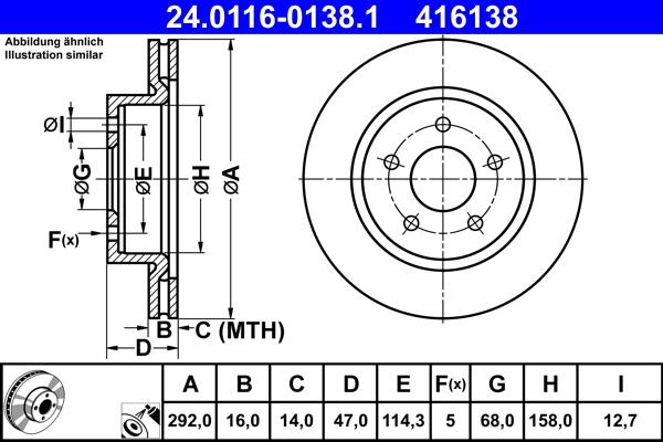 ATE 24.0116-0138.1 - Disc frana aaoparts.ro