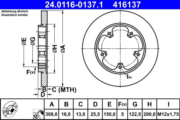 ATE 24.0116-0137.1 - Disc frana aaoparts.ro