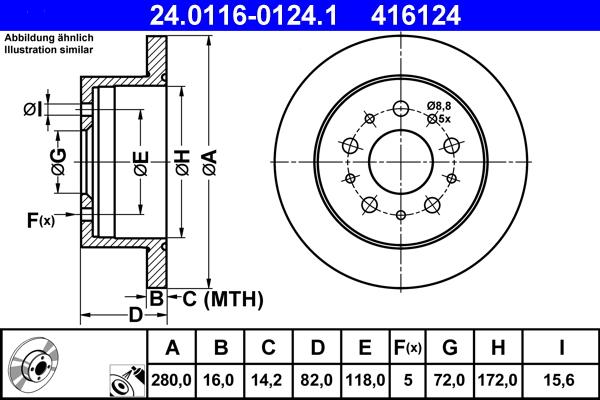 ATE 24.0116-0124.1 - Disc frana aaoparts.ro