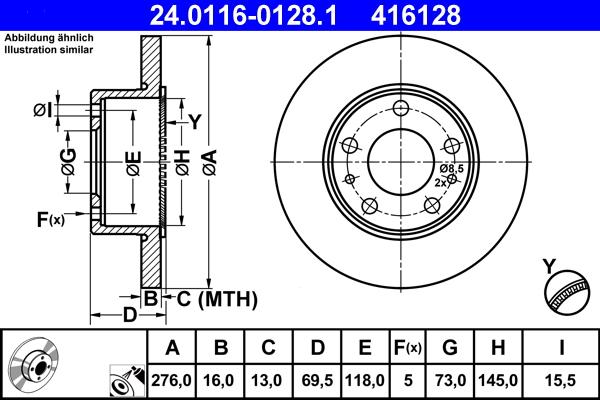 ATE 24.0116-0128.1 - Disc frana aaoparts.ro