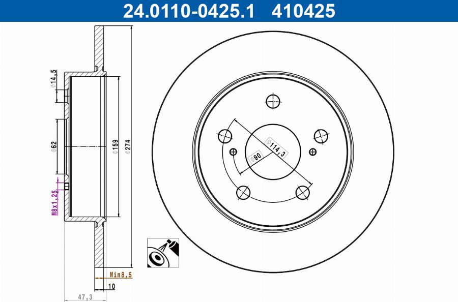 ATE 24.0110-0425.1 - Disc frana aaoparts.ro