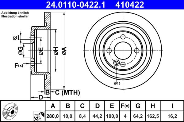 ATE 24.0110-0422.1 - Disc frana aaoparts.ro