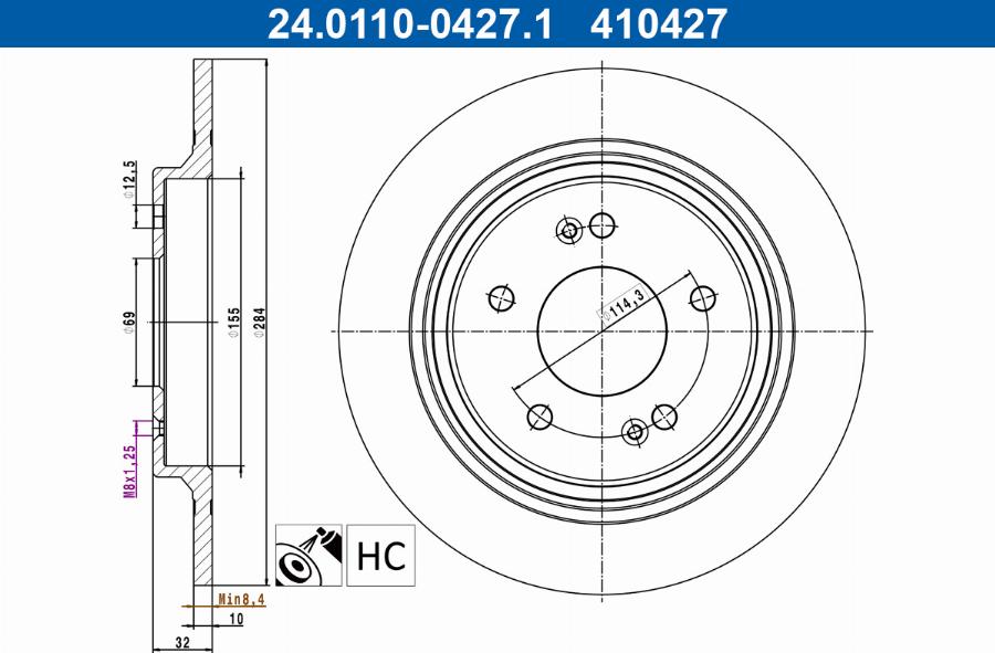 ATE 24.0110-0427.1 - Disc frana aaoparts.ro