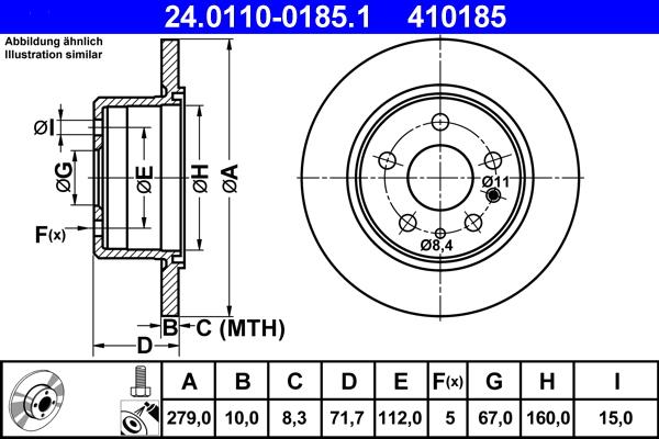 ATE 24.0110-0185.1 - Disc frana aaoparts.ro