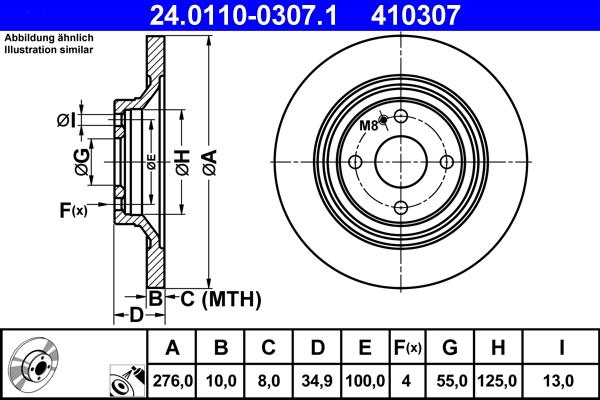 ATE 24.0110-0307.1 - Disc frana aaoparts.ro