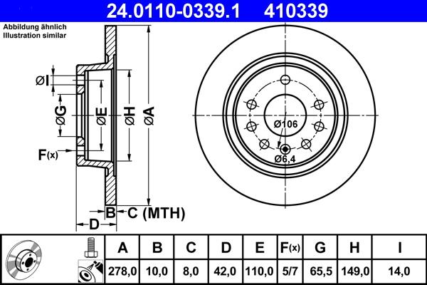 ATE 24.0110-0339.1 - Disc frana aaoparts.ro