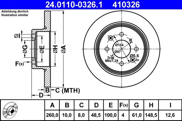 ATE 24.0110-0326.1 - Disc frana aaoparts.ro