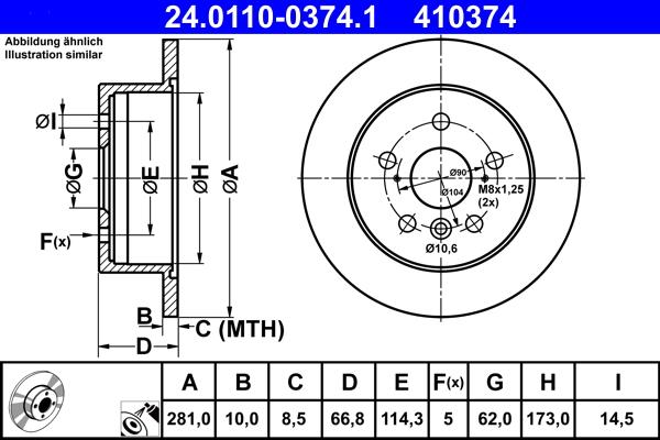 ATE 24.0110-0374.1 - Disc frana aaoparts.ro