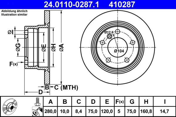 ATE 24.0110-0287.1 - Disc frana aaoparts.ro