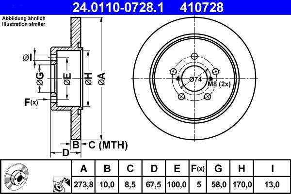 ATE 24.0110-0728.1 - Disc frana aaoparts.ro