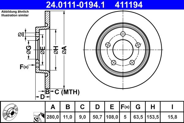 ATE 24.0111-0194.1 - Disc frana aaoparts.ro