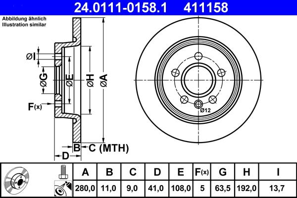 ATE 24.0111-0158.1 - Disc frana aaoparts.ro