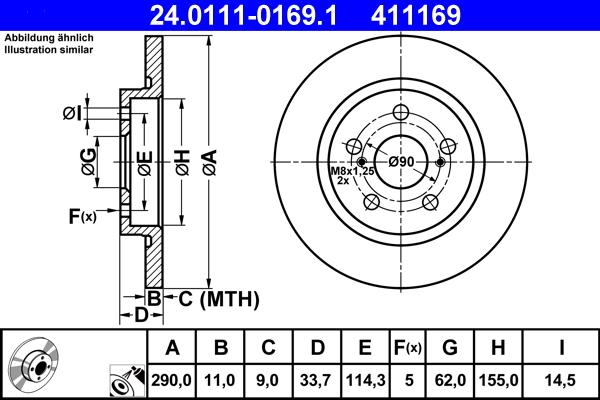 ATE 24.0111-0169.1 - Disc frana aaoparts.ro