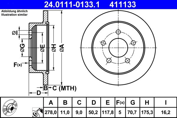 ATE 24.0111-0133.1 - Disc frana aaoparts.ro